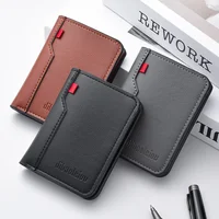 1Pc Ultra-thin Mini Soft PU Leather Credit Card Wallet Holder Short Vertical High Quality Men's Wallet Card Holder Luxury Purse 1