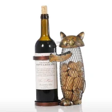 Tooarts Cat Wine Rack Cork Container Bottle Wine Holder Kitchen Bar Metal Wine Craft Christmas Gift Handcraft Animal Wine Stand