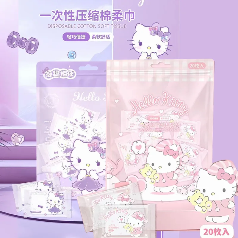 

Sanrio аниме Hellokitty одноразовое компрессионное полотенце Kawaii Cinnamoroll понравило мультяшное портативное путешествие Очищающая ткань для лица