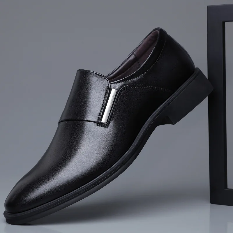 Men 6cm/Flat Leather Shoes Lift Loafers Slip-on Business Elevator Dress Shoes Comfortable Driving Height Shoes Zapatos De Hombre