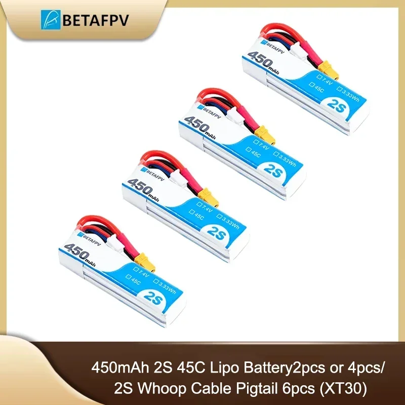 Betafpv 450mAh 300mAh 2S 45C Lipo Battery/ 2S Whoop Cable Pigtail