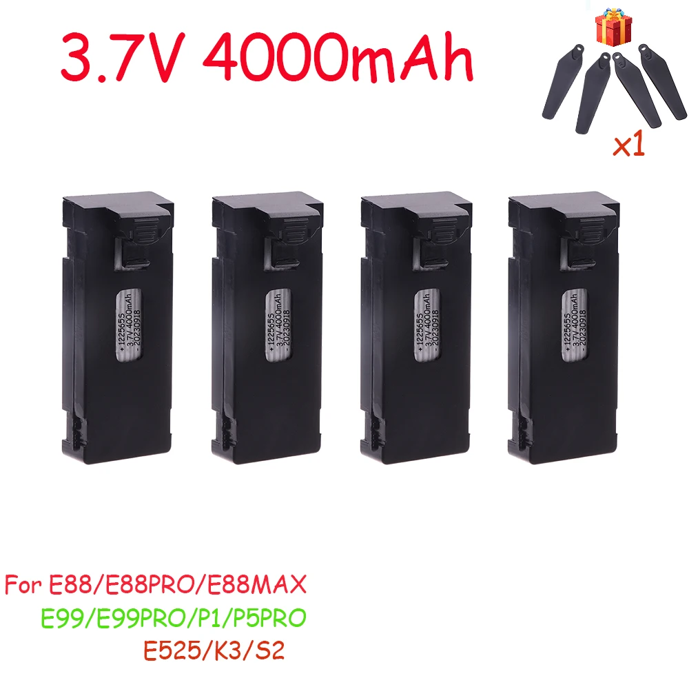 Sfce71ff5f31b425db2c69865c8a28fe3G 3.7V 4000mAh Rechargeable Li-ion Battery For RC Drone E88 E88PRO E99 P1 K3 P10 A13 S98 E525 RC Quadcopter Parts Battery 1-10pcs