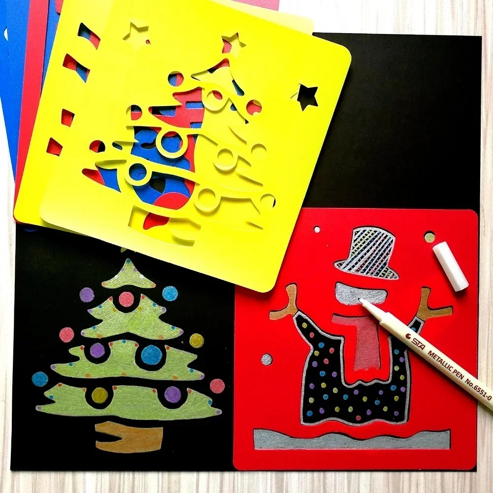 Montessori Kids Drawing Toys Animal Car DIY Painting Template Stencils Art Craft Learning Toys Educational Toy for Children Gift 6