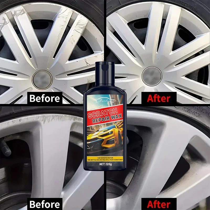 120ml Car Wheel Hub Scratch Repair Wax Alloy Metal Rims Polishing Refurbishment Tire Detail Restore Anti-oxidation Cleaning Kit