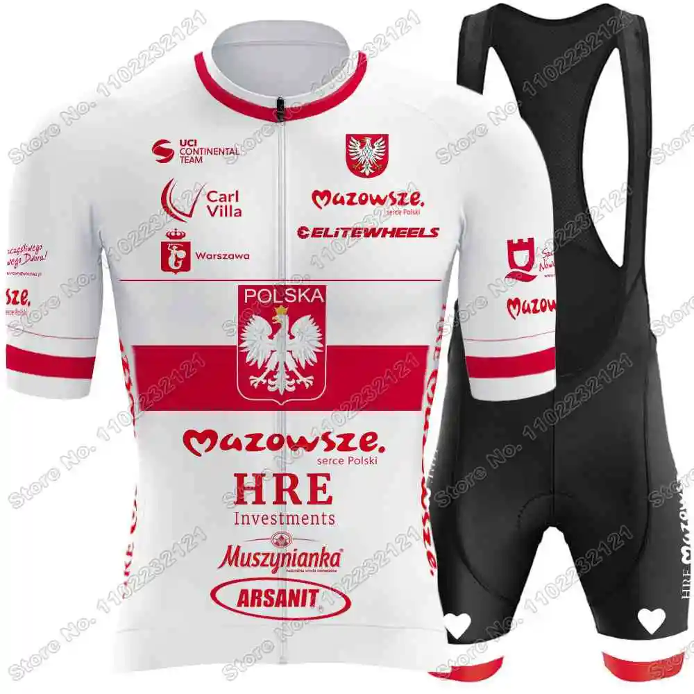 Team HRE Mazowsze Serce Polski Cycling Jersey Poland Champion Set Men Cycling Clothing Road Bike Shirts Suit Bicycle Pants cycling jersey cycling shirt cycling suit cycling jersey set