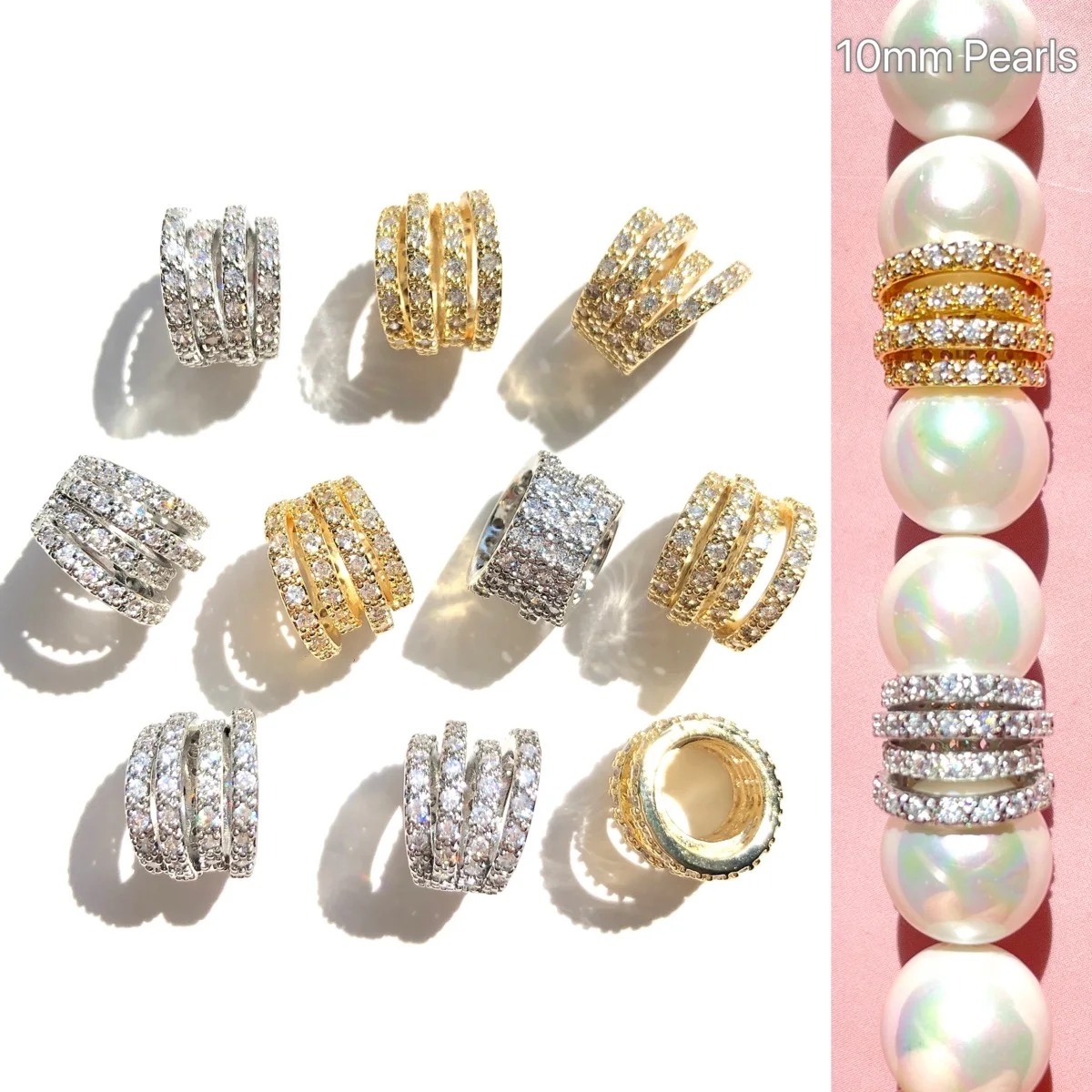10 stücke Zirkonia Pflaster Hohlrohr Rad Abstand halter Perlen für Armband Halsketten Ohrring Taille Schmuck Herstellung Zubehör Großhandel