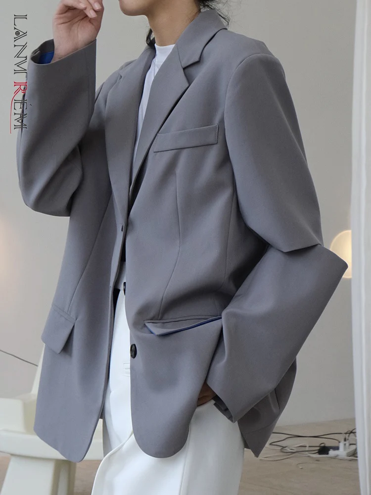 [LANMREM] Split Sleeve Design Blazers Women Single Breasted Casual Loose Fashion Female Jackets 2024 Spring New Designer Clothes