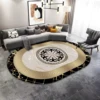 Golden Luxury Decoration Home Oval Carpet High-end Large Are Sofa Living Room Rug for Bedroom Decor Hotel Hall Non-slip Foot Mat 2