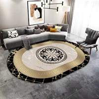 Golden Luxury Decoration Home Oval Carpet High-end Large Are Sofa Living Room Rug for Bedroom Decor Hotel Hall Non-slip Foot Mat 2