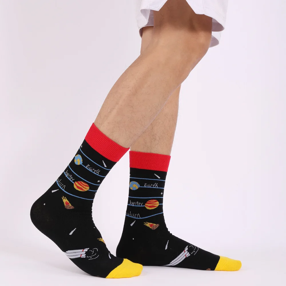 Mens Funny Dress Socks Crazy Design Universe Game Pattern Cotton Socks Novelty Gifts for Men EU 44-49