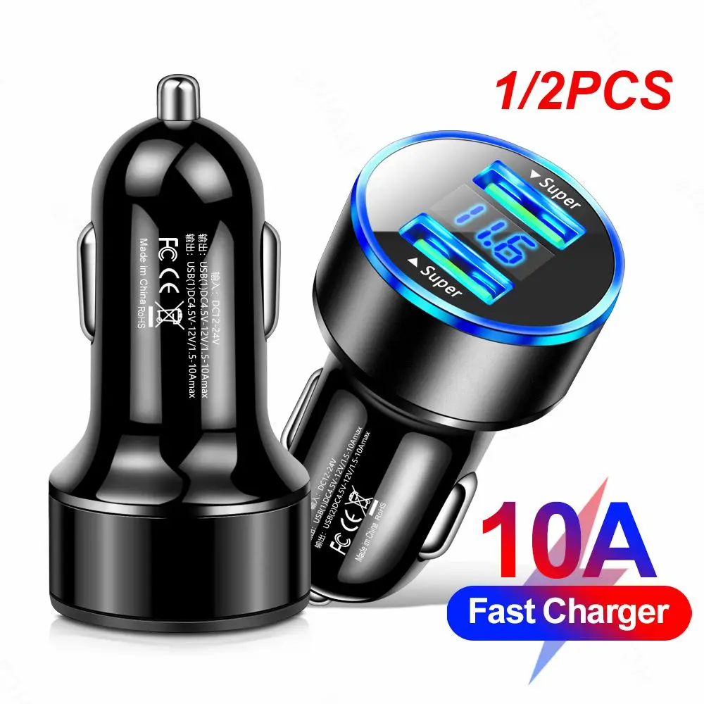 

1/2 шт., автомобильное зарядное устройство с двумя USB-портами
