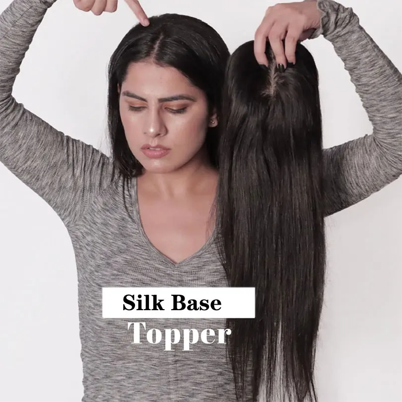 

1CM PU Around Women Toupee Skin Silk Base Virgin European Human Hair Topper for Bald Thin Hair Fine Hairpiece 5X5 6X6inch