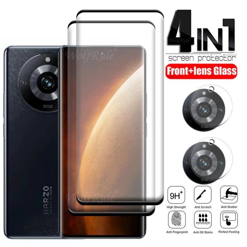 4-In-1 Per Oppo Realme Narzo 60 Pro 5G Glass Realme Narzo 60 Pro 5G 9H Hd Screen Protector Per Realme Narzo 60 Pro 5G Lens Glass