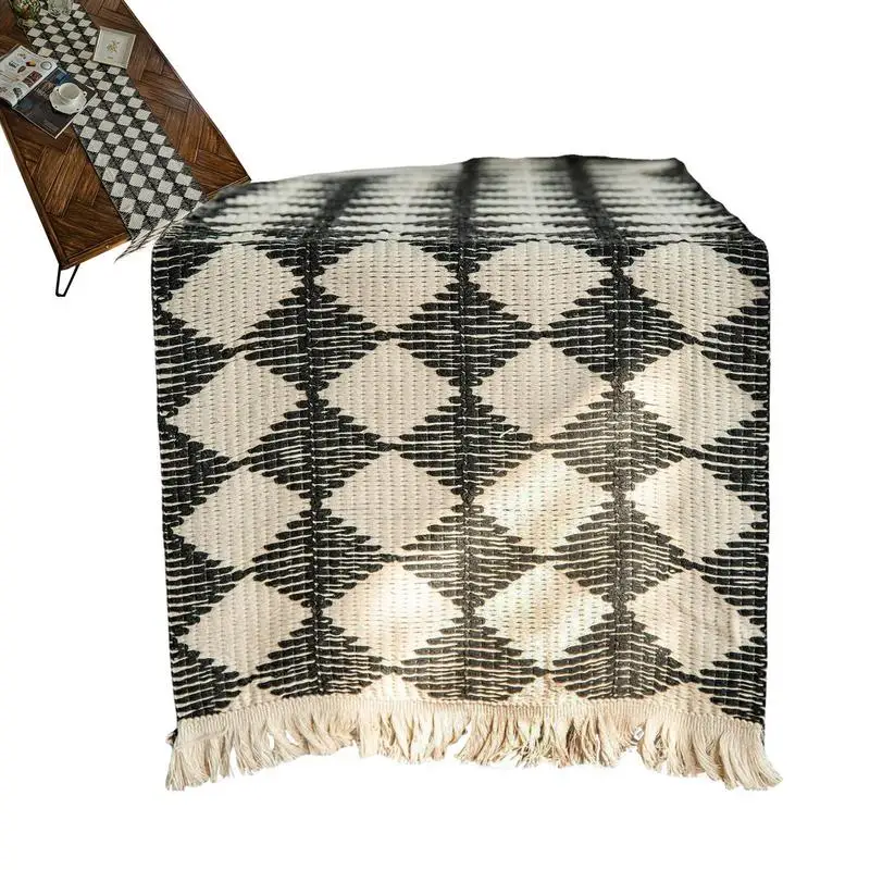 

Classic Black And White Striped Table Runner Cloth Fashion Table Cloth Wedding Birthday Decoration Anniversary Easter Dinner
