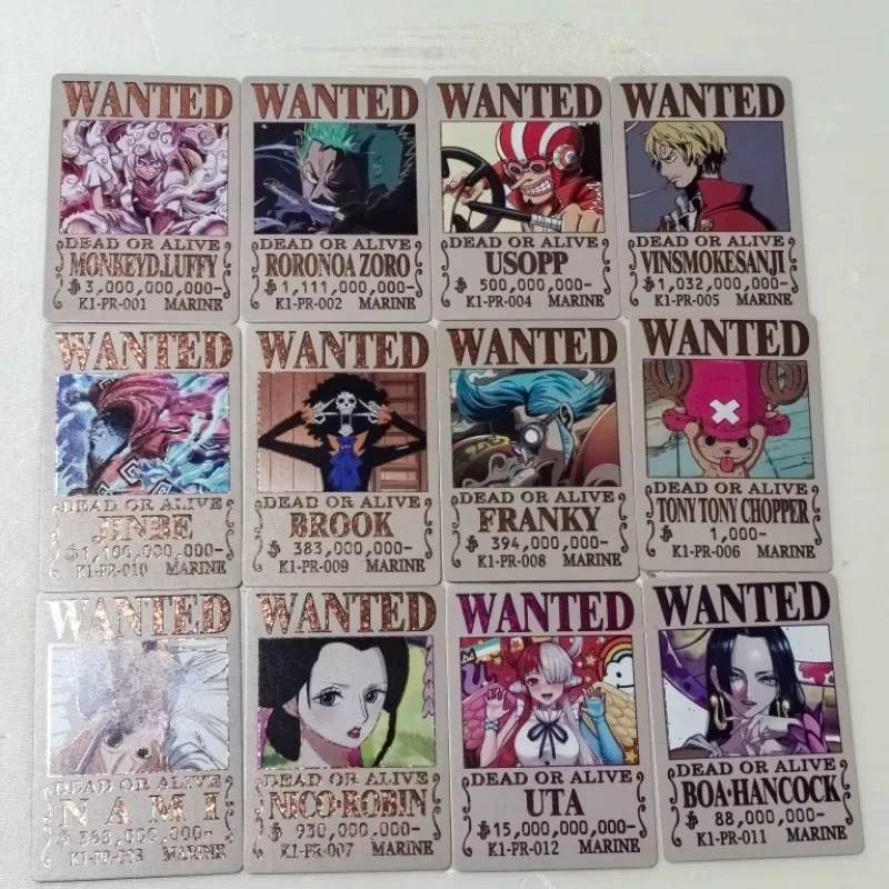 

12PCS ONE PIECE Diamond flash a wanted order Monkey D Luffy Nami BoaHancock Anime Game Collection Card Childrens holiday gifts