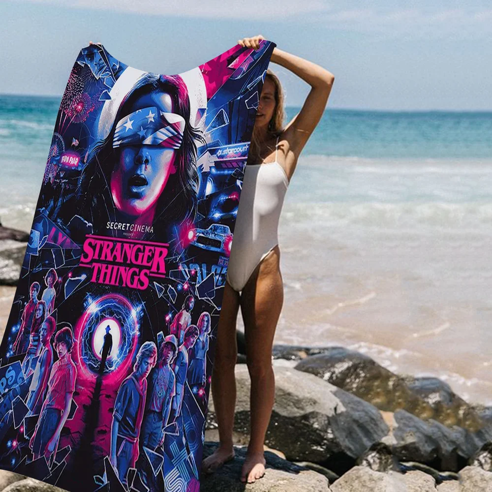Stranger Things Microfiber Blanket Quick Drying Beach Towels Oversized Printing Super Absorbent Pool Towel Blanket 5