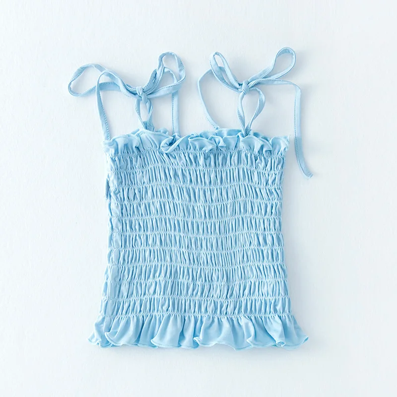 New Girls Summer Bow Knot Tied Sling Vest Tops Lovely Camisole Versatile Halter Tops