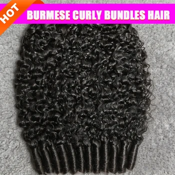 12A Burmese Curly Hair Bundles Burmese Virgin Raw Human Hair Bundles Unprocessed Weaving Water Wave Curly Hair Extensions 32In 1