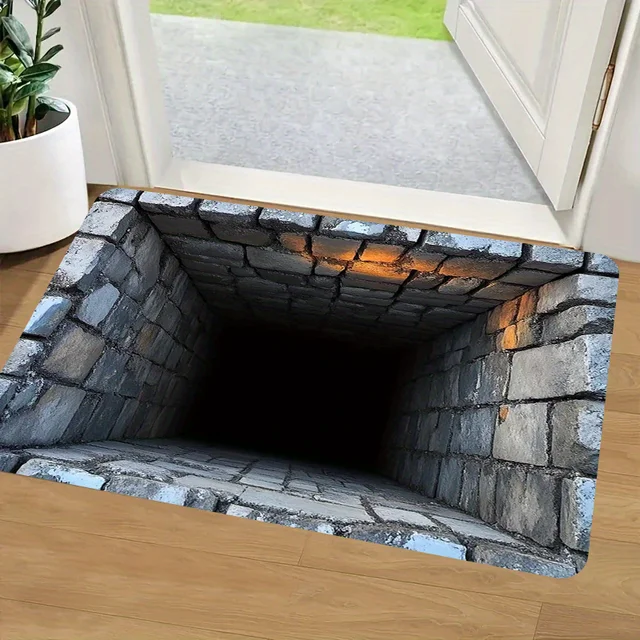 Realistic Brick Tunnel Illusion Rug – 3D Graphic Skid-Resistant Carpet 6