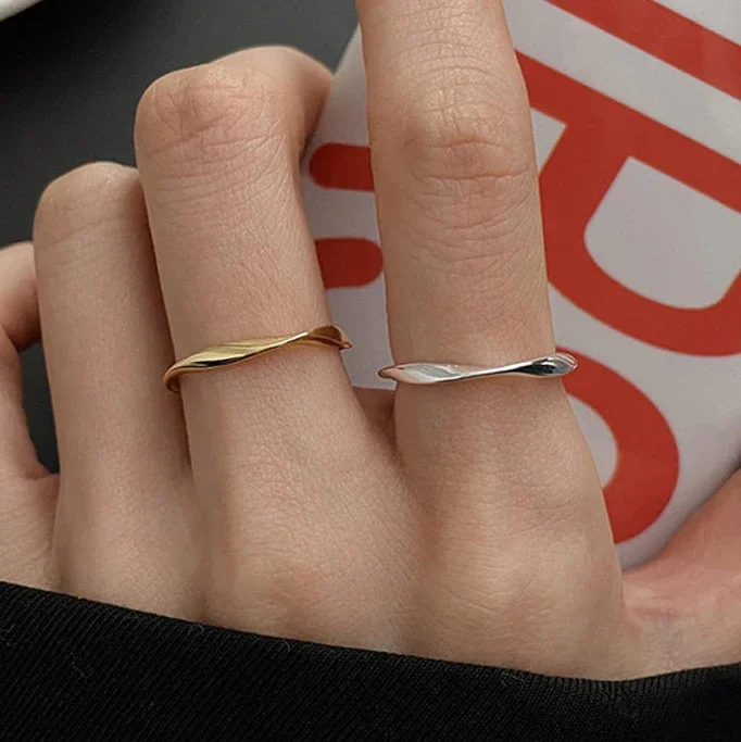 Anelli Geometrici Distorti Color Argento per Donne, Gioielli Minimalisti alla Moda, Accessori di Personalità - immagine 2
