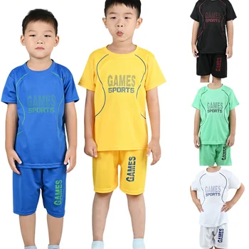 Summer Children's Quick-drying Sports Suit Boys Girls Short Sleeve Football Basketball Set Kids Breathable Running Sports Wear