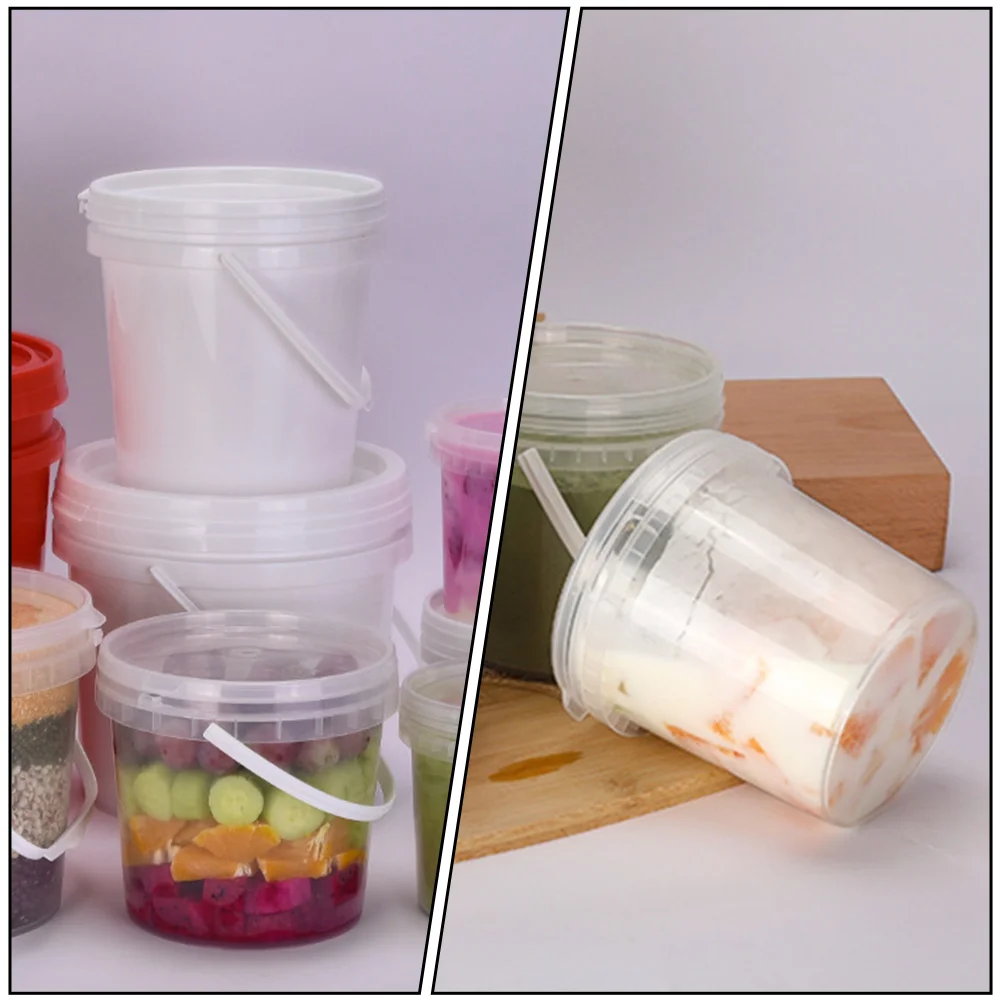 2 Pcs Plasticos Para Comida Sorbet Freezer Containers Large Ice Cream Cup  Round Lid Server Clear Food Bucket - AliExpress