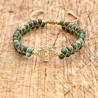 Bracelet Tortue Tressé en Pierre Africaine Double Couche, Breloque Boho, 4mm, Bijoux Faits à la Main pour Couple 5