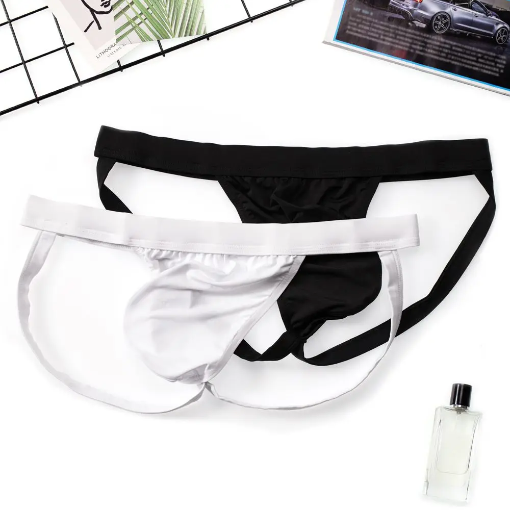 

Men's Underwear Solid Color Thong Breathable Mid Waist Single Layer Bag Sexy Men's Double Belt U Convex T-Pants T-back Lingerie