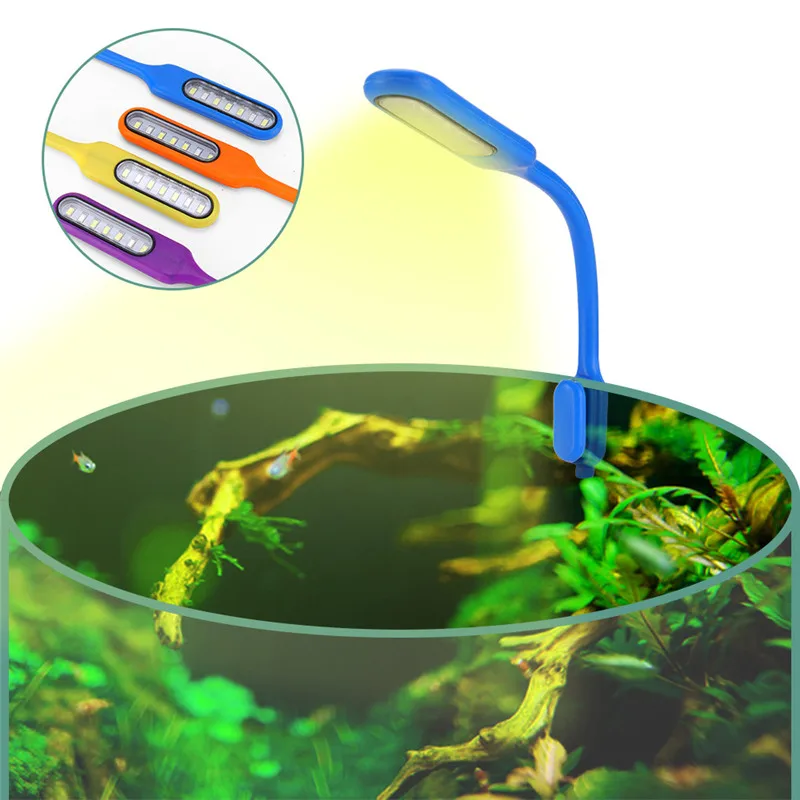 

LED fish tank aquarium clip light USB shaped tank clip light high brightness LED fish tank light magnet fixed rubber shell