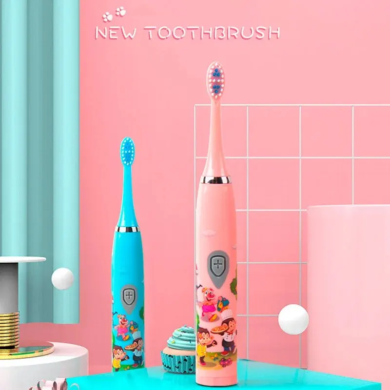 Children Sonic Electric Toothbrush Colorful Cartoon For Kids USB Rechargeable Soft Automatic Waterproof With Replacement Head 2