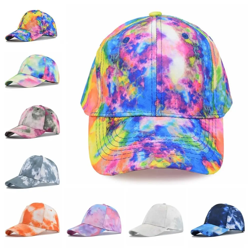 

Tie Dye Print Baseball Cap Casual Cotton Hip-hop Trucker Hats Multicolor Adjustable Sun Visor Hat Summer