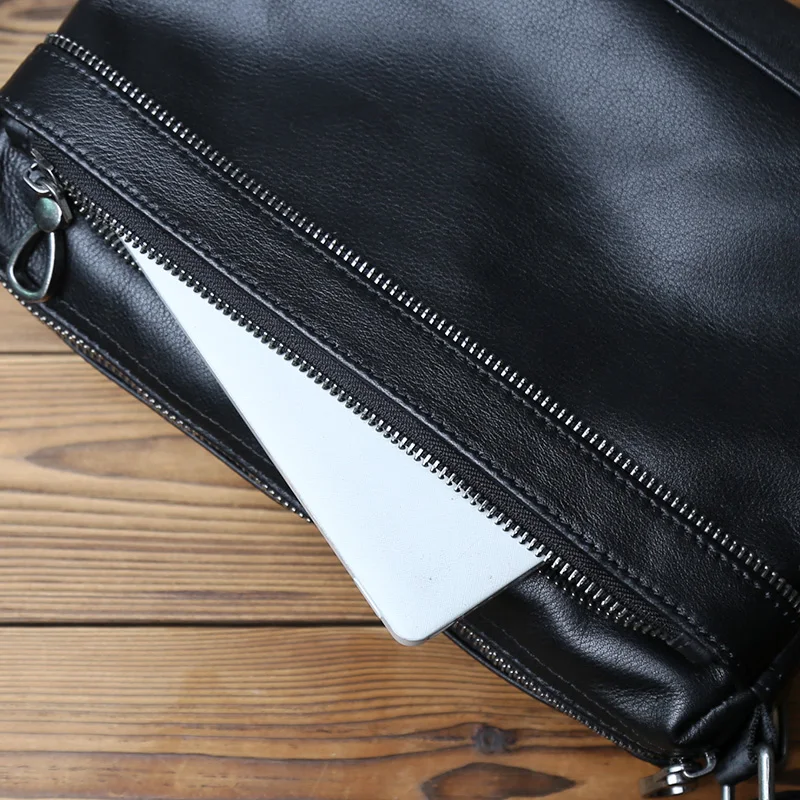 NZPJ Genuine Leather Men's Shoulder Bag, Fashionable Top Layer Cowhide Crossbody Men's Bag Trendy Men's Bag For 10 Inch IPad