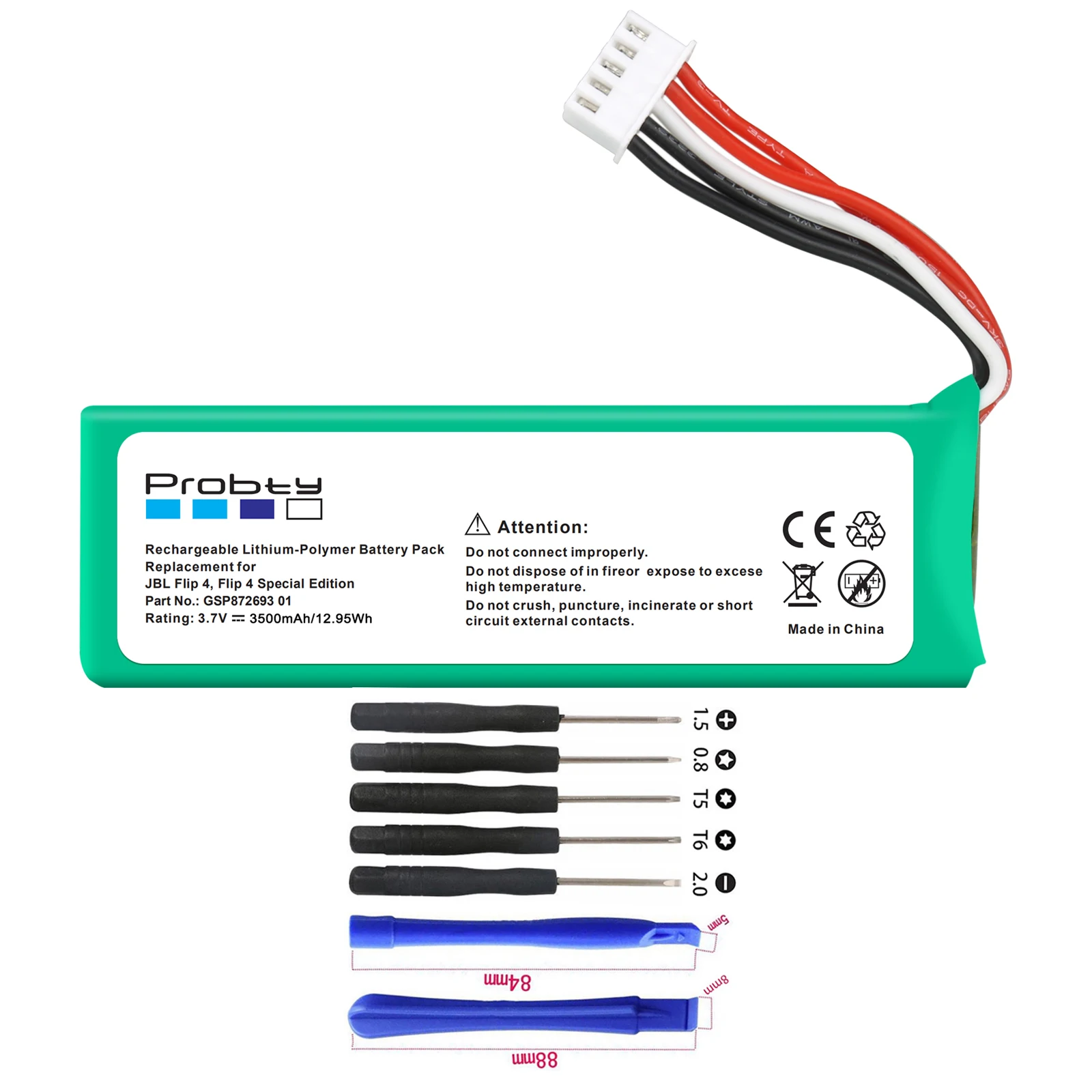 JBL 플립 4, 플립 4 스페셜 에디션용 도구 포함 교체 배터리, 3500mAh, GSP872693 01