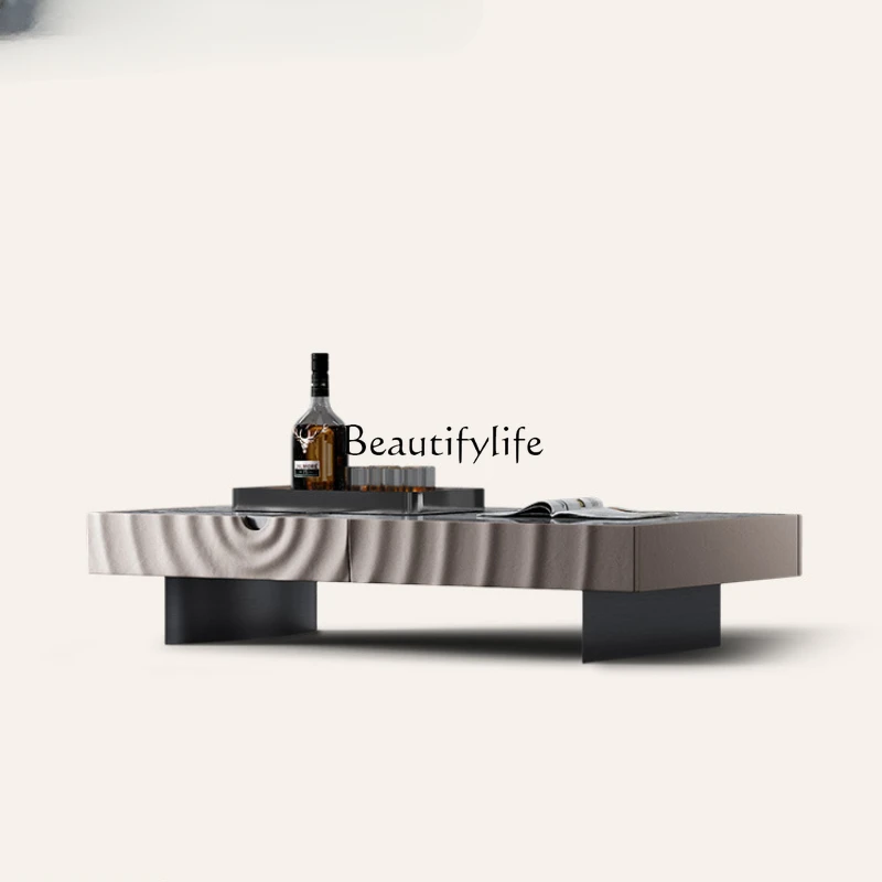 

Natural Marble Tea Table High-End Whole House with New Ripple Series Light Luxury Modern Tea Table