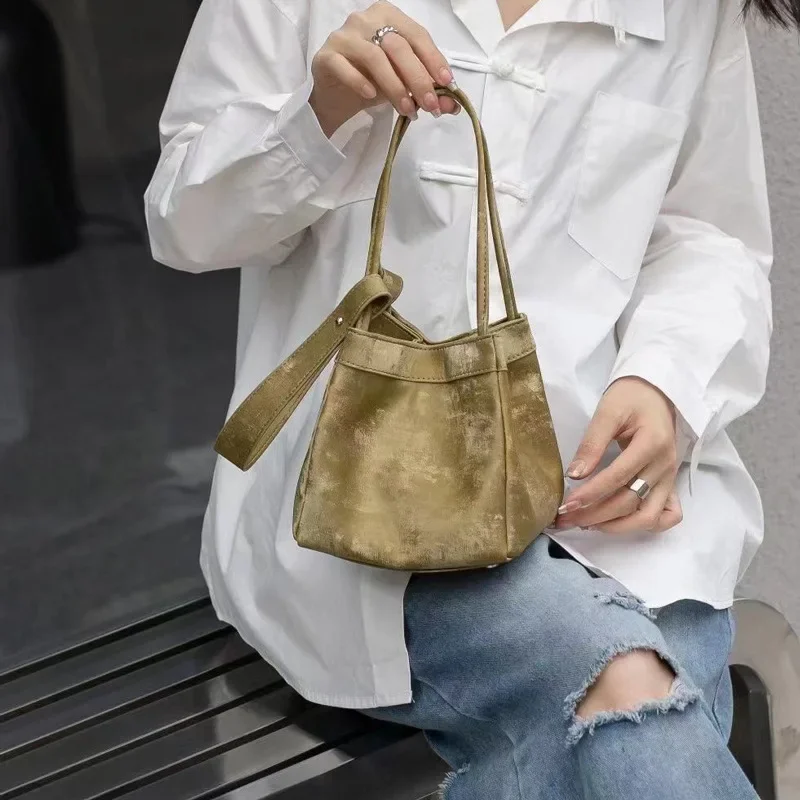 Fashion Silk Women Bucket Bag Luxury Suede Leather Female Party Handbag Custom Name Multiple Lady Shoulder Bag With Top Handles