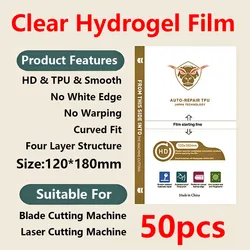 50PCS HD Matte Privacy Frosted Hydrogel TPU Screen Protector Films - Hydrogel Film (TPU Clear)