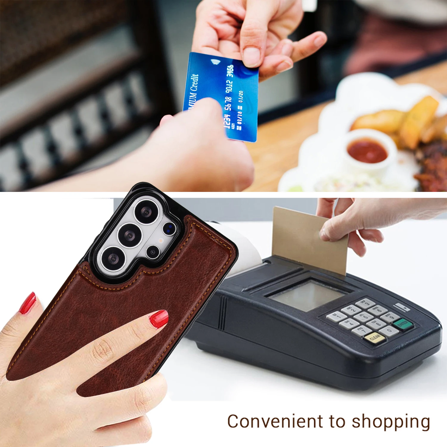 Leather Flip Wallet Case with Card Holder - Deluxe Phone Protective Cover
