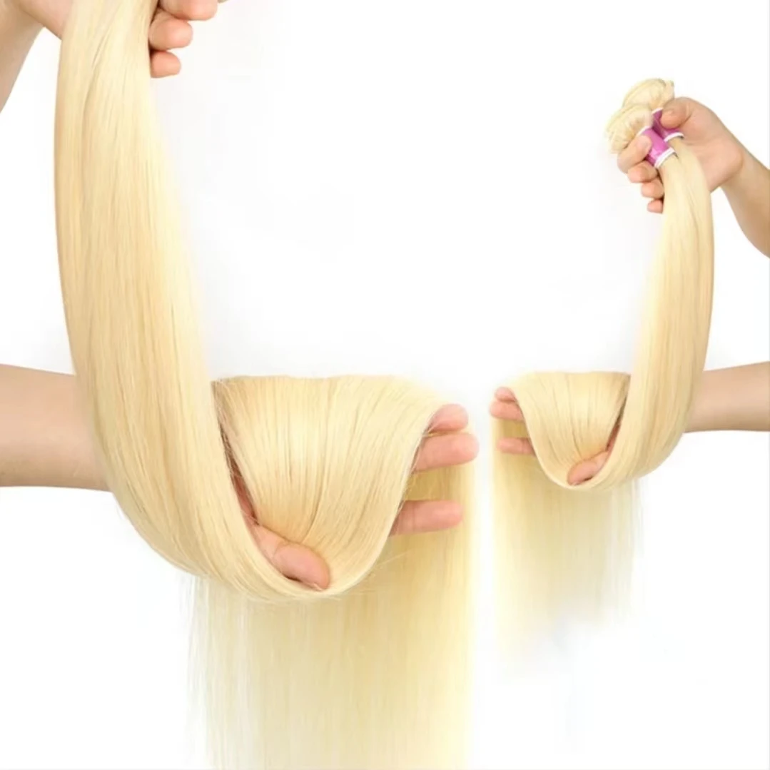 613 Blonde Straight 40inch Remy Hair Weave 50inch Human Hair Bundles #613 Natural Color 100% Virgin Human Hair Extensions
