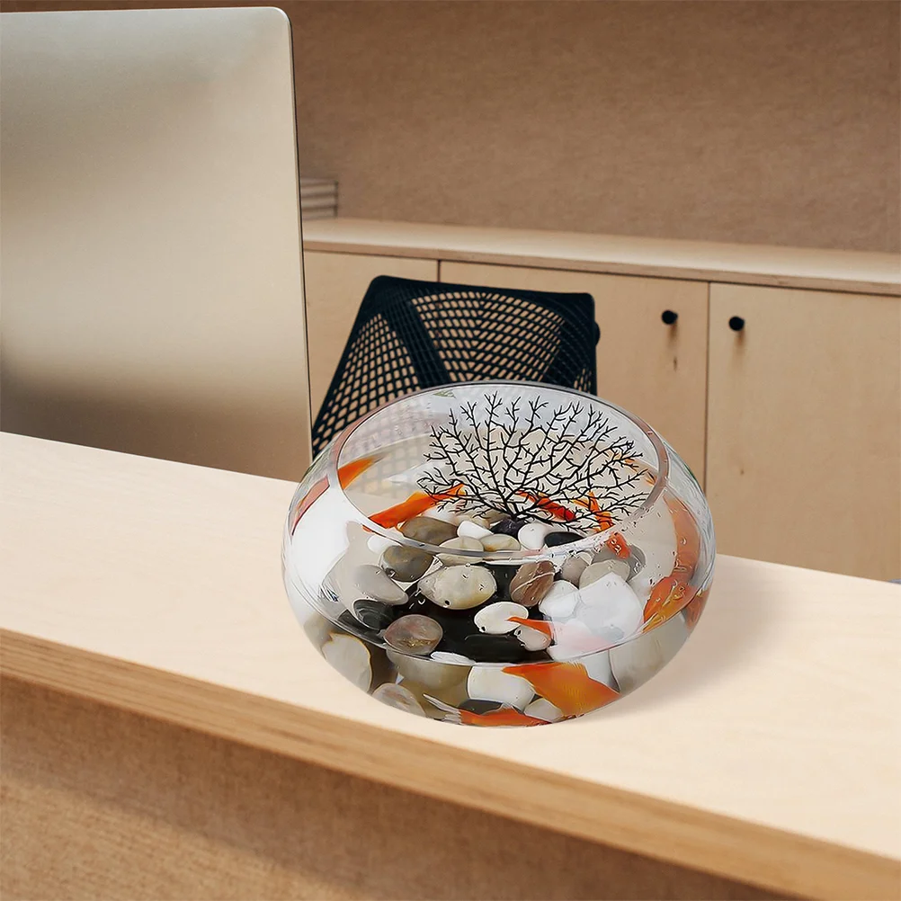 

Desktop Round Fish Tank Glass Goldfish Bowl Vase Tabletop Aquarium Container Hydroponic Plant Terrarium Ordinary Office
