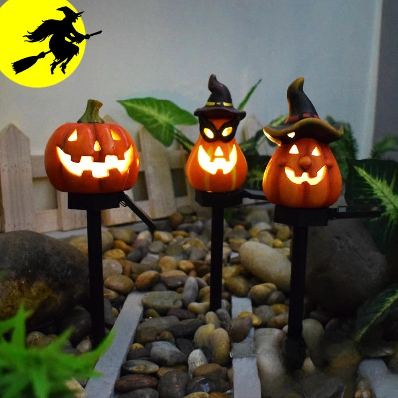 2Pcs LED Solar Halloween Pumpkin Lights Atmosphere Gardens Lawn Courtyard Villa Party Holiday Store Doorway Outdoors Decor Lamps