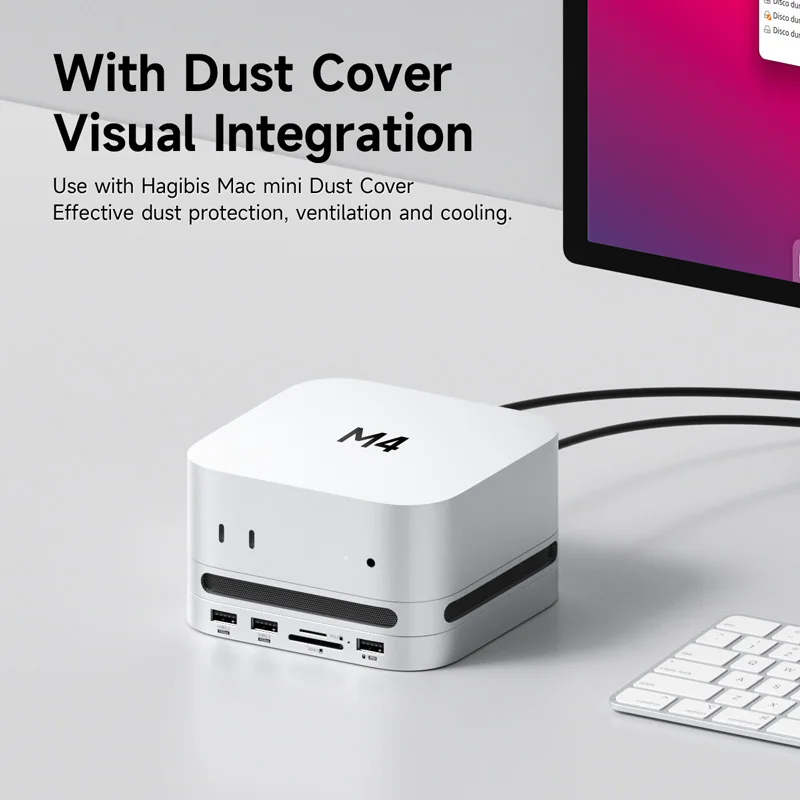 Hagibis USB C Hub with M.2 SSD Enclosure Type-C Docking Station for Mac mini M4/M4 Pro 4K 60Hz USB 3.2 Gen2 SD/TF 4.0 Dock Stand