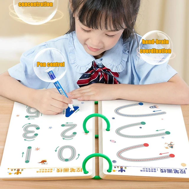 136Page Children Montessori Drawing Toy Pen Control Training Color Shape Math Match Game Set Toddler Learning Educational Toy 2