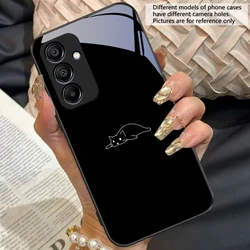 Adorable White Line Cat Glass Phone Case - Galaxy A42 5G (BLH - BLH2505292)