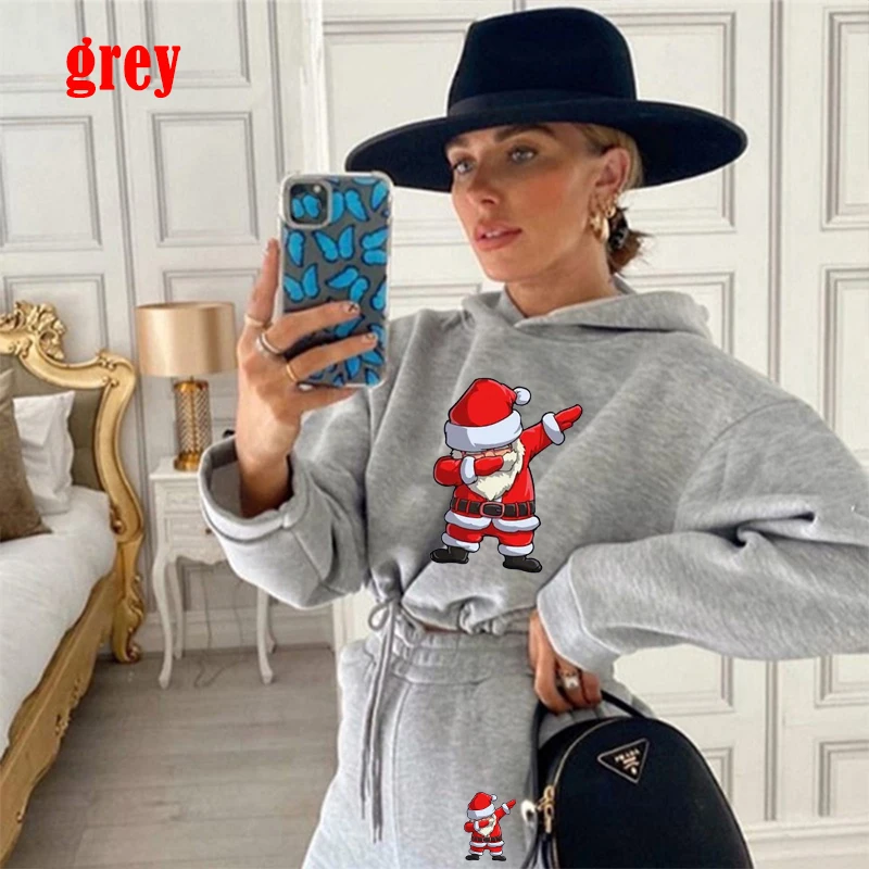 Autumn And Winter Christmas Womens Tracksuits Fashion Sets  Jogging Suits Trending Funny Santa Gesture Sports Wear Hoodie Suit