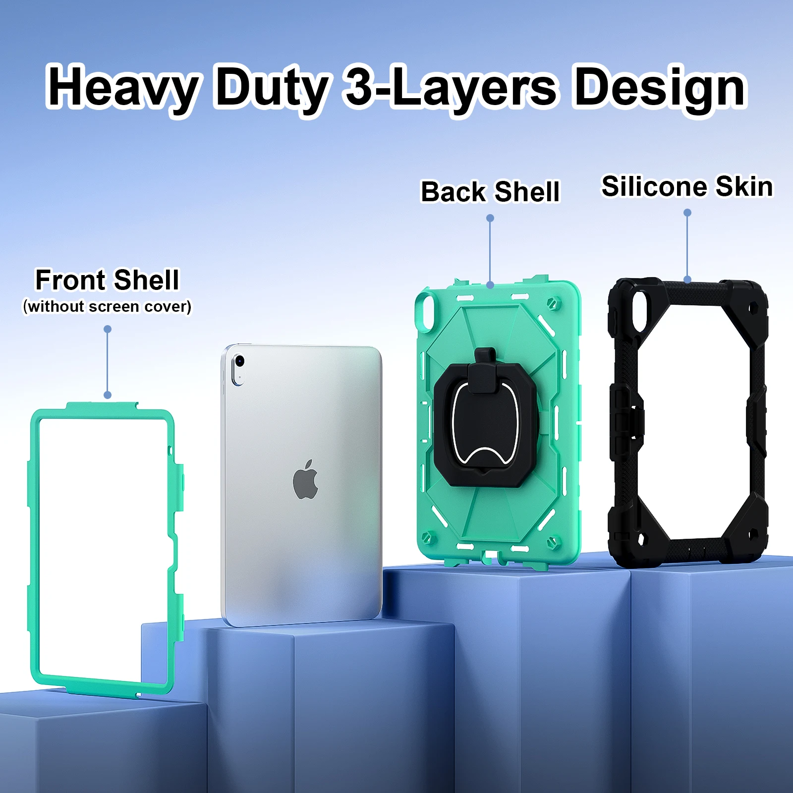 Kids Safe Shockproof Tablet Case with Shoulder Strap and Stand – Durable Silicone + PC Cover