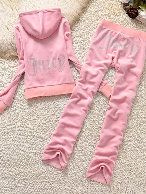 YICIYA Juicy Tracksuit Spring/Fall 2022 Women's Brand Velour Tracksuit Suit Women Velvet Zipper Sweatshirt And Pants Fat Sister pink