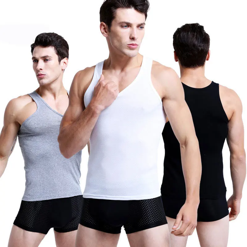 Plus Size Men Cotton Tank Top Non-marking Sports Sweat Absorbent Cotton White Underwear Bottom Sweatshirt Sleeveless Soft Simple men underwear cotton vest men undershirt sports sleeveless vest cotton sleeveless t shirt