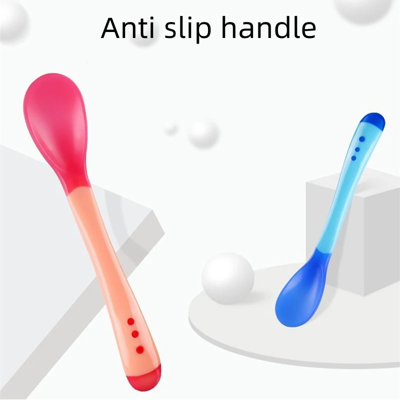 Silicone Spoon Baby Silicon Spoon Fork Heat Sensitive Temperature Sensing Spoon Safety Feeding Learning Tableware Suitable For Children Kids