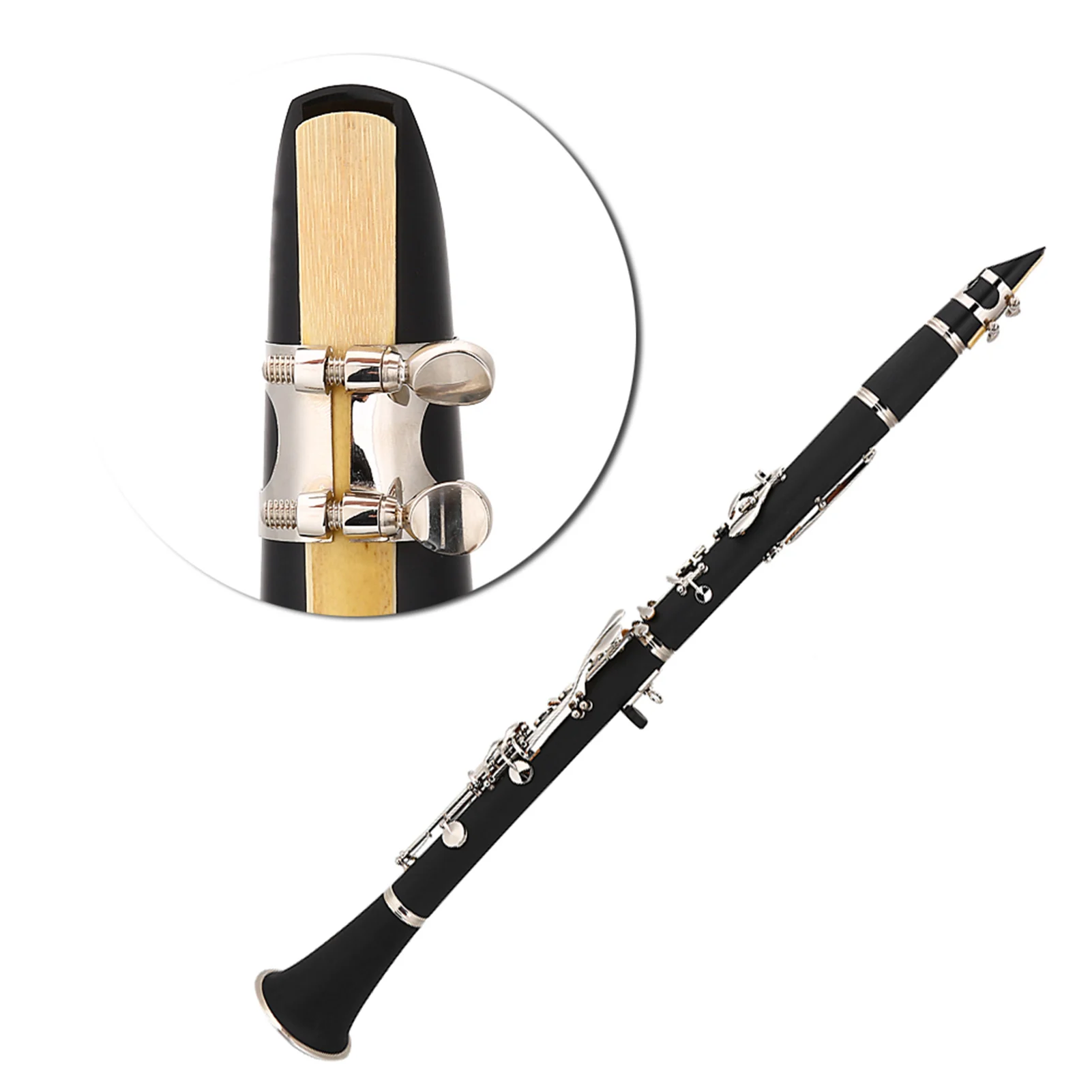 17 Key Descending B Tone Bakelite Clarinet with Reeds Cleaning Cloth Woodwind Instruments