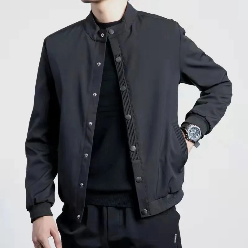 

Spring Autumn Men's Jacket Army Green Single Breasted Men's Coat Fashion Man Windbreaker Solid Color Bomber Jacket Men Clothing